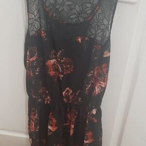 Floral Lace Black Dress